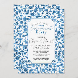 Engagement Party Chintz Blue & White Floral Ditsy Einladung