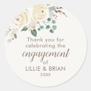 Engagement Party Dreamy White Floral Stickers