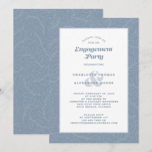Engagement Party Dusty Blue Modern Fun Lässig Chic Einladung