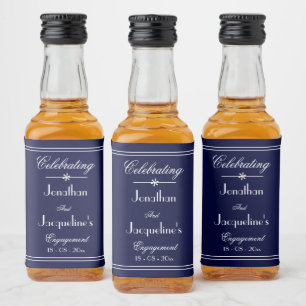 Engagement Party favorisiert Navy & White Script M Alkoholflaschenetikett