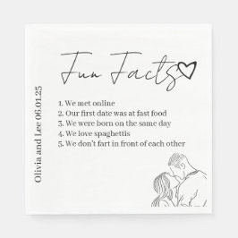 Engagement Party Fun facts Name Wedding  Serviette