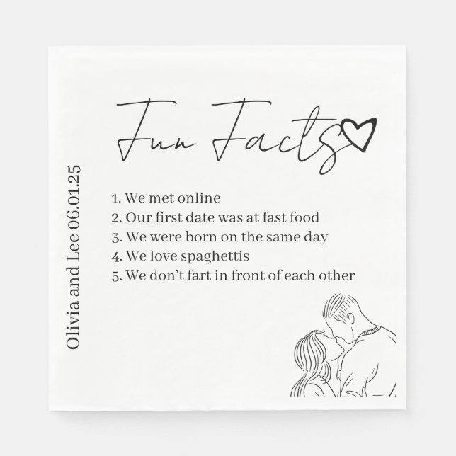 Engagement Party Fun facts Name Wedding  Serviette (Vorderseite)