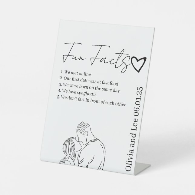 Engagement Party Fun facts Name Wedding  Sockelschild (Vorderseite)