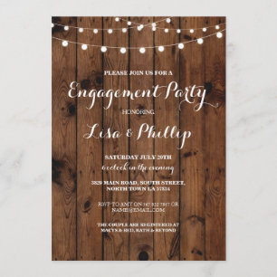 Engagement Party Holz rustikale Lichter Dusche lad Einladung