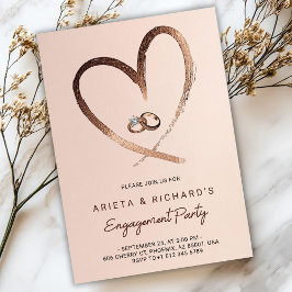 Engagement party invitation with a gold heart einladung
