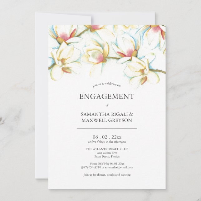 Engagement Party Invitations Watercolor Flowers (Vorderseite)