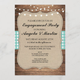 Engagement Party Lights Aquamariner Karo Wood Einl Einladung