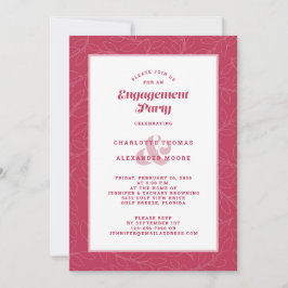 Engagement Party Magenta Red Modern Lässig Chic Einladung
