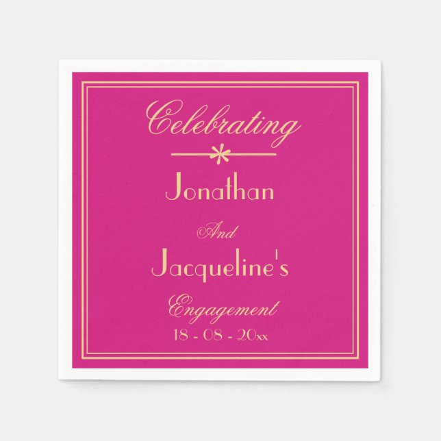 Engagement Party Modernes Magenta & Gold Chic Papi Serviette (Vorderseite)