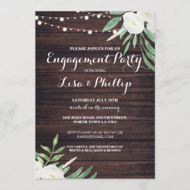 Engagement Party Wood White Blume Einladung