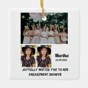 Engagement shower Custom 3 Photo Collage   Keramikornament