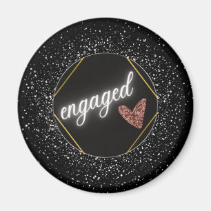 Engagiert Glam Schwarz und Silber Magnet