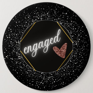 Engagiert Glamour Schwarz und Silber Button