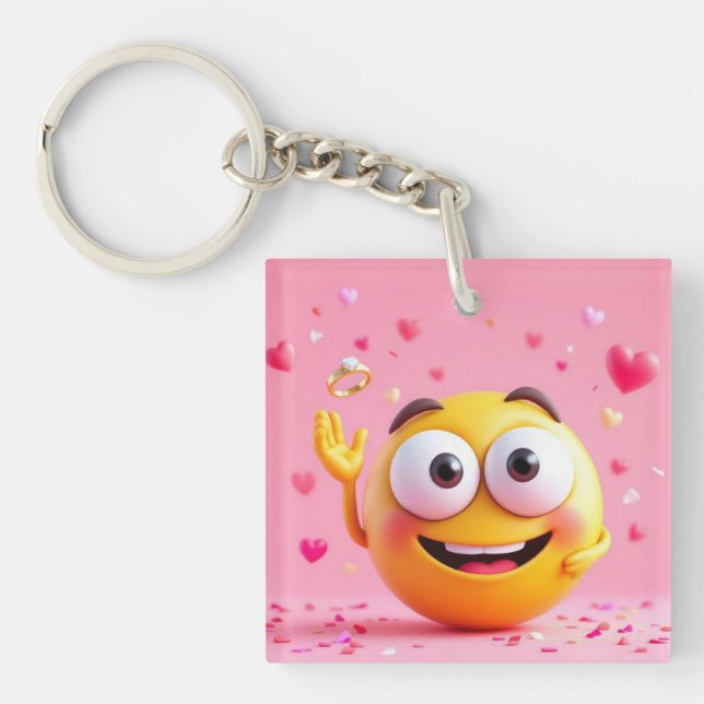 Engagiertes Emoji Schlüsselanhänger (Vorderseite)