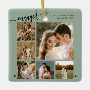 Engagiertes Skript 6 Foto-Hochzeitsandenken Keramikornament