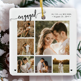 Engagiertes Skript 6 Foto-Hochzeitsandenken Keramikornament