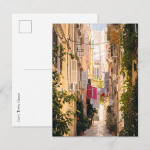 Enge Straßen der alten Stadt Corfu Postkarte