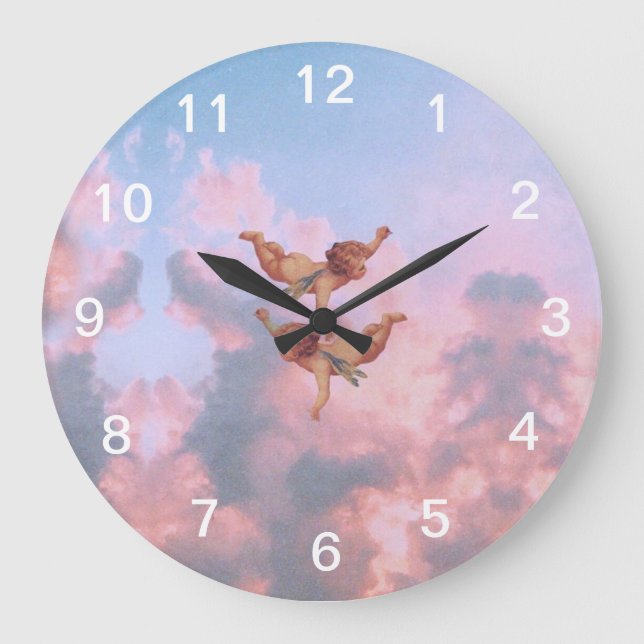 Engel am Himmel Große Wanduhr (Vorderseite)