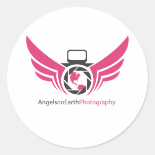 Engel auf Erdphotographielogo Pink.pdf Runder Aufkleber