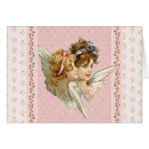 Engel auf rosa geblühtem Hintergrund