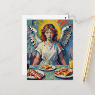 Engel beim Frühstück Postkarte