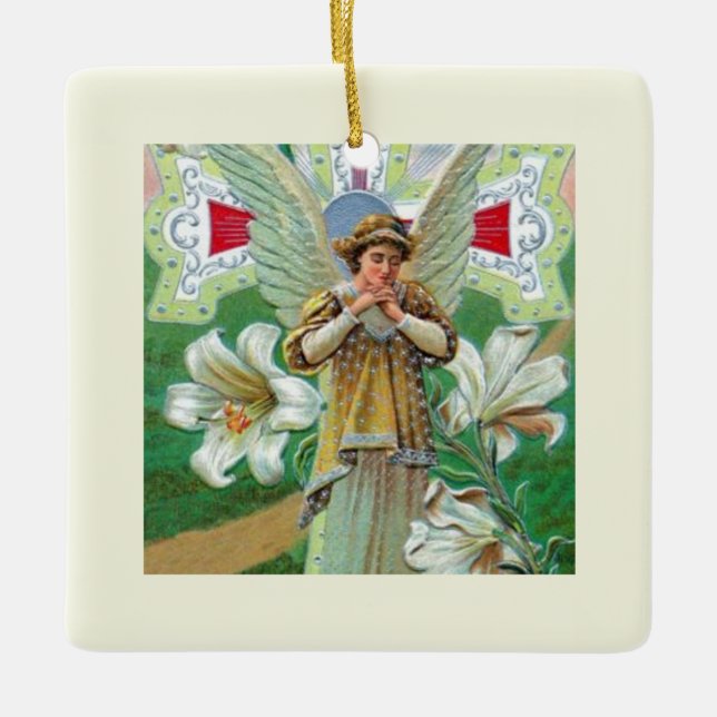 Engel beim Gebet Keramikornament (Vorderseite)