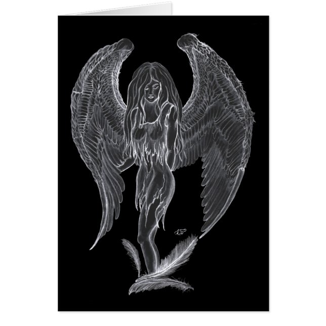 Engel Bleistiftzeichnung Schwarz-Weiß-Design (Vorne)