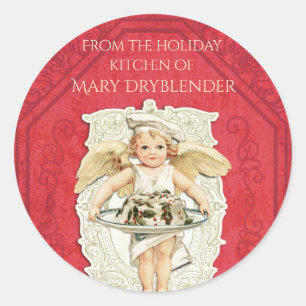 Engel-Chef-Weihnachtskuchen aus der Küche von Runder Aufkleber
