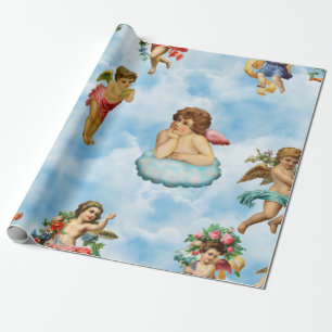 Engel Cherub Wolken Antiquität Geschenkpapier