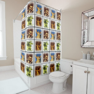Engel Collage Printdusche Vorhang