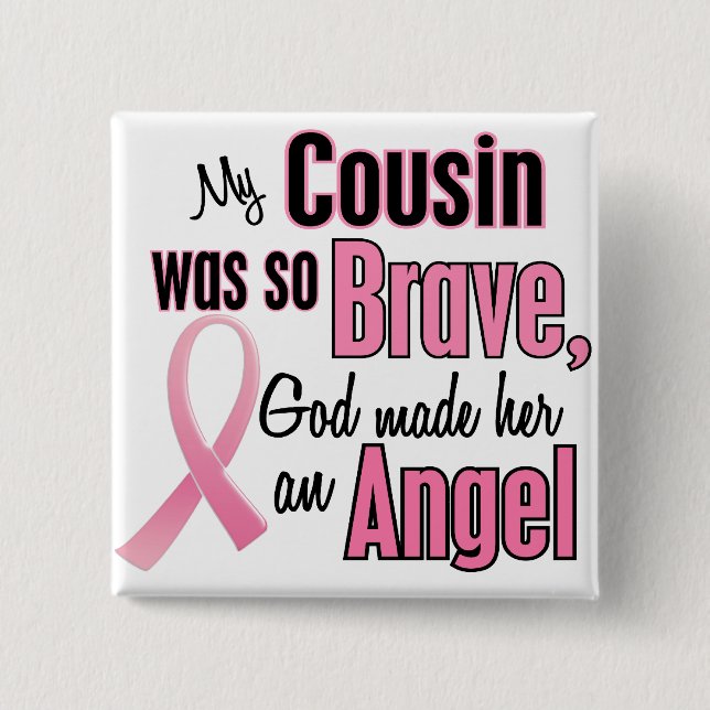 Engel COUSIN Brustkrebs-T - Shirts u. Geschenke Button (Vorderseite)