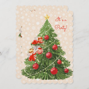 Engel dekorieren den Christbaum Einladung