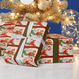 Engel dekorieren den Christbaum Geschenkpapier