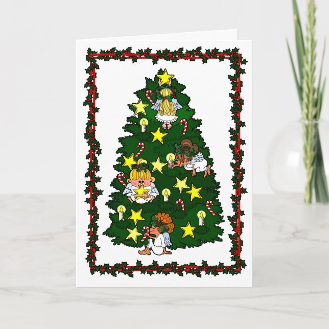 Engel dekorieren Weihnachtsbaum-Weihnachtskarte Feiertagskarte (Vorderseite)