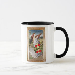 Engel, der ein Schild hält Tasse