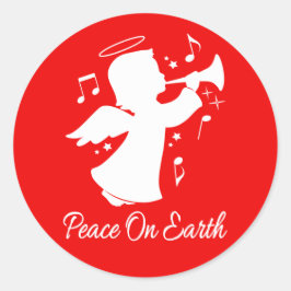 Engel, der eine Trompete mit Anmerkungen Runder Aufkleber