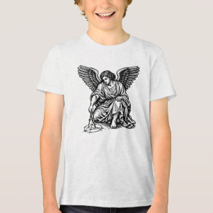Engel, der geometrische Figuren mit Zirkel zeichne Tri-Blend Shirt
