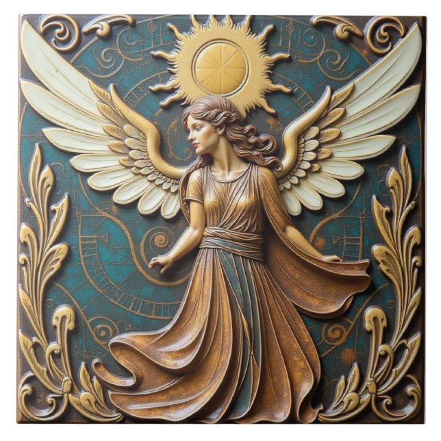 Engel der Herbstsonne Fliese (Vorderseite)