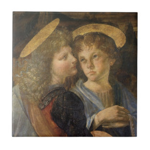 Engel der Taufe Christi von Leonardo da Vinci Fliese