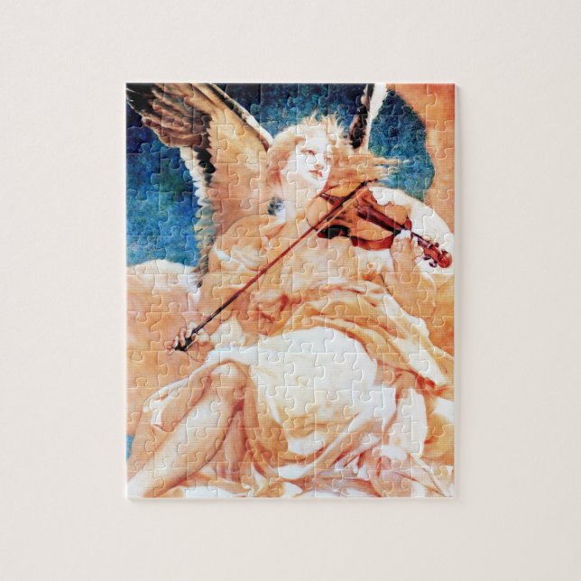 Engel, der Violinenmalerei spielt Puzzle (Vertikal)
