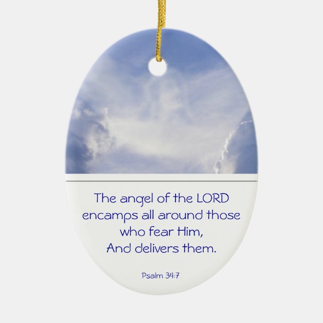 Engel des Herrn Encamps um dich, Psalm 34:7 Keramikornament (Vorne)