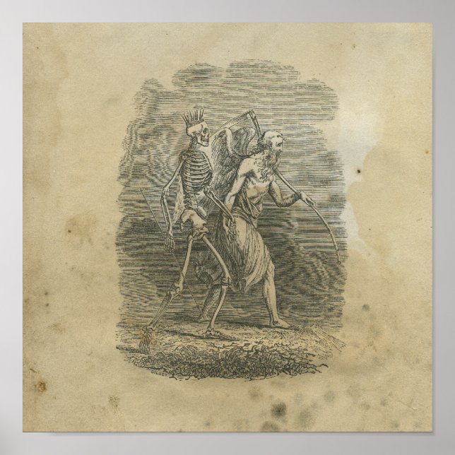 Engel des Todes mit Skelett Poster (Vorne)