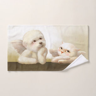 Engel-Duo: lächelnder Bichon und Bao Bao Cloud Handtuch