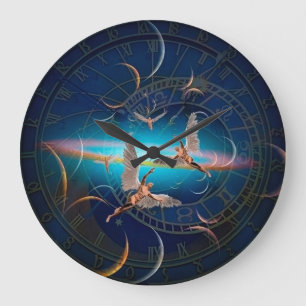 Engel durch die Zeit Große Wanduhr