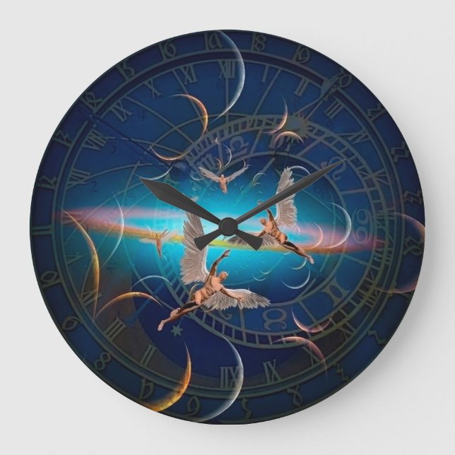 Engel durch die Zeit Große Wanduhr (Vorderseite)