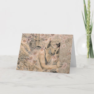 Engel Elegant Boho Floral Sepia Antik Karte