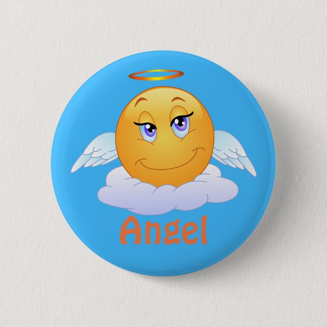Engel Emoji Emoticon-Cartoon-Gesicht Button (Vorderseite)