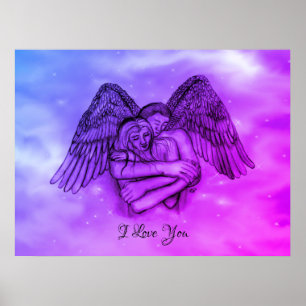 Engel Eros in Liebe , ich liebe dich Poster