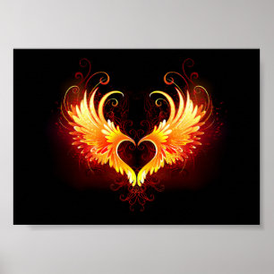 Engel Feuer Herz mit Flügeln Poster