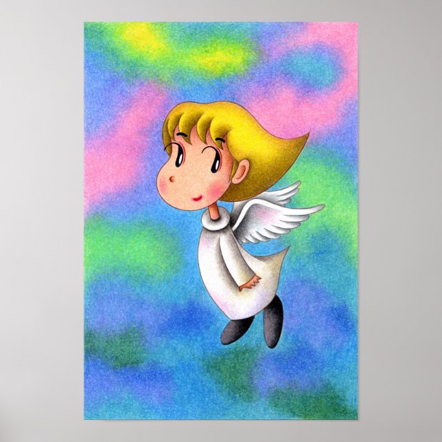 Engel fliegen im Himmel. Poster (Vorne)